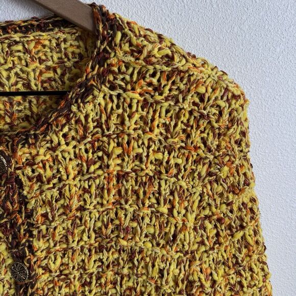 Unbranded Chunky‎ Sweater Womens Medium* Yellow Knit Cardigan Boho Hippie Artsy - Picture 8 of 16